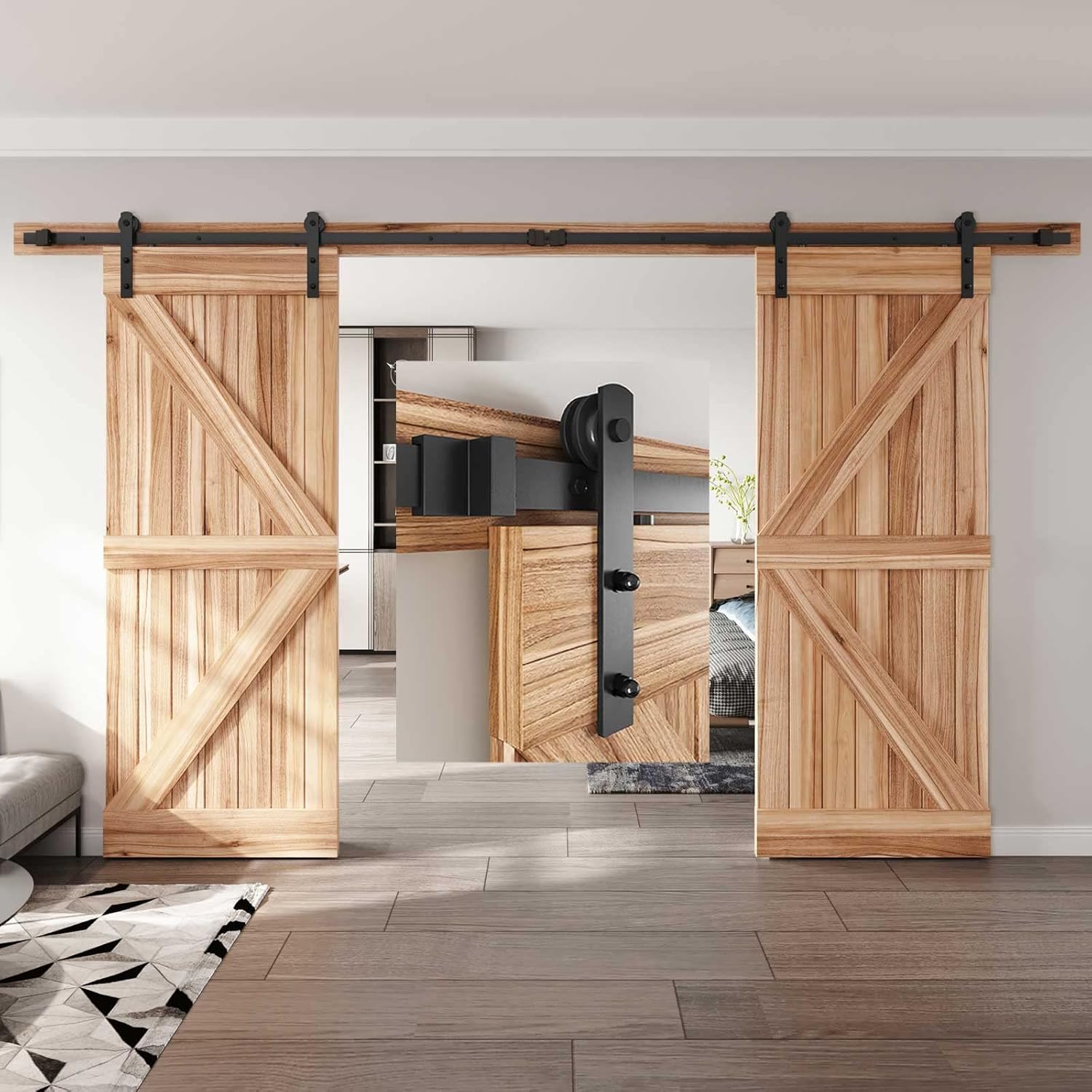 5 FT Heavy Duty Sliding Barn Door Hardware Track Kit, Pack of 2 A9728