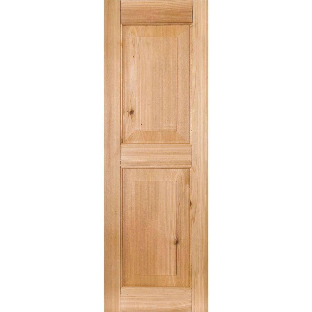 15 in. x 25 in. Exterior Real Wood Pine Raised Panel Shutters Pair Unfinished K8723