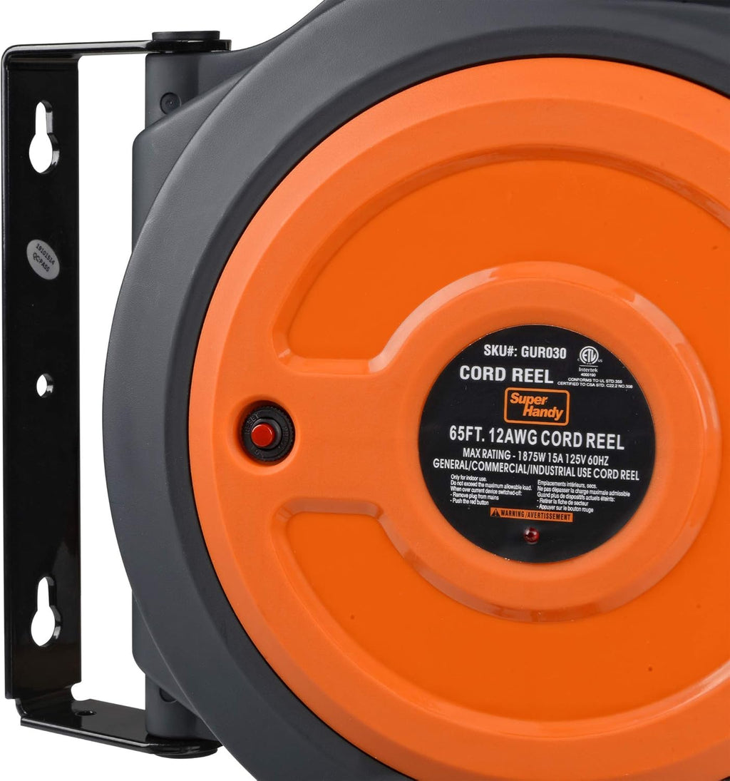 Leaf Mulcher Shredder 11Inch Blade Extension Cord Reel 12AWG x 65 Foot D1260