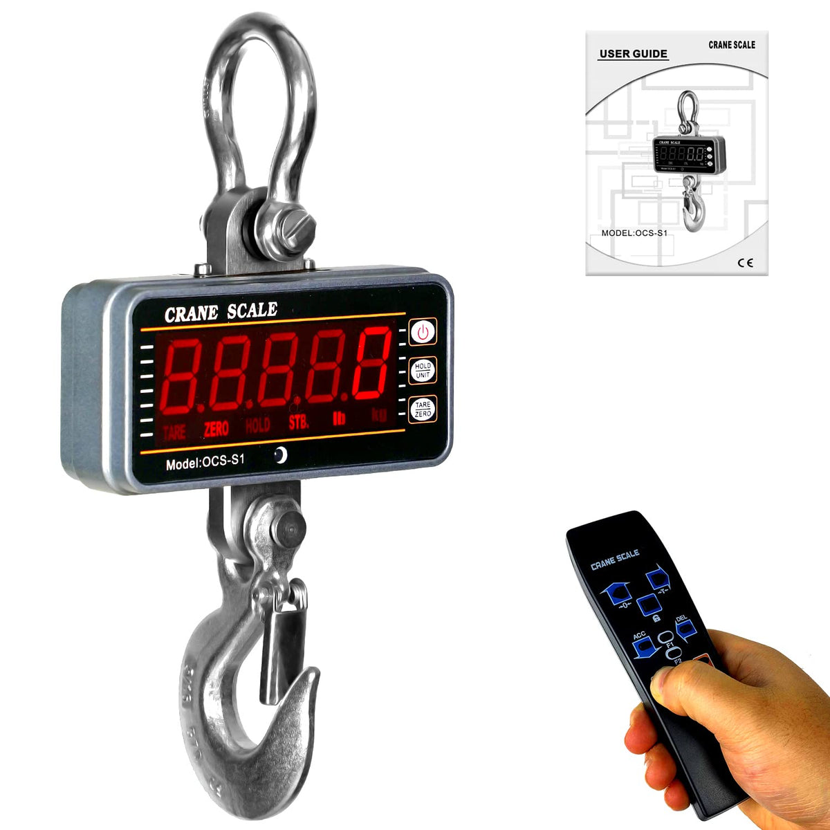 Digital Crane Scale with Remote Control Orange (1000LB-Yellow) Pack of 2 S582