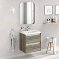 24 x 24 x 18 inch Oak Wood Bathroom Vanity Cabinet with Ceramic Top Sink T506010
