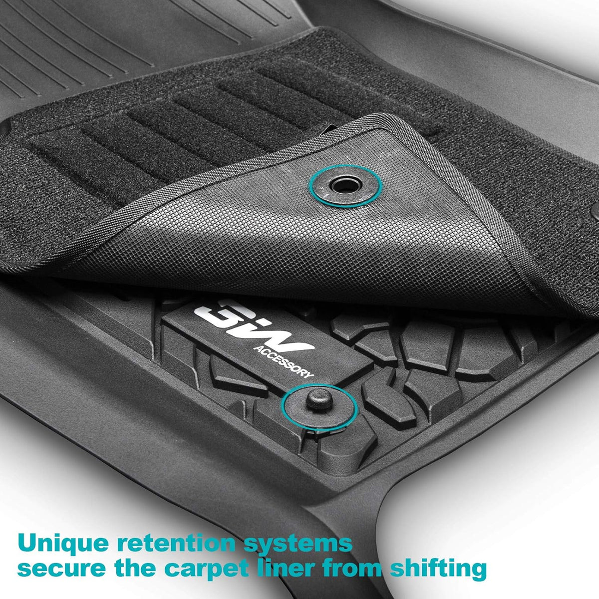 Black All Weather Heavy Duty TPE Car Floor Mats 2 Rows B21355