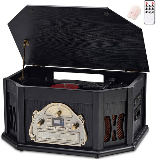 10-in-1 Bluetooth Record Player with 2 Built-in Speakers P389221