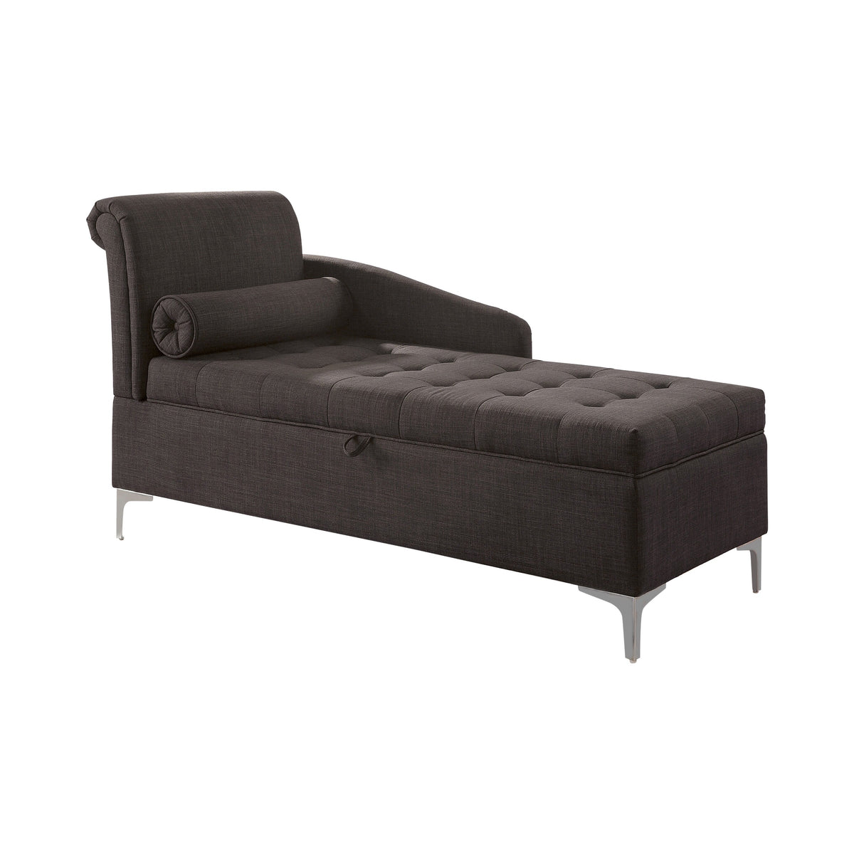 Grey Fabric Upholstered Button Tufted Chaise T26920