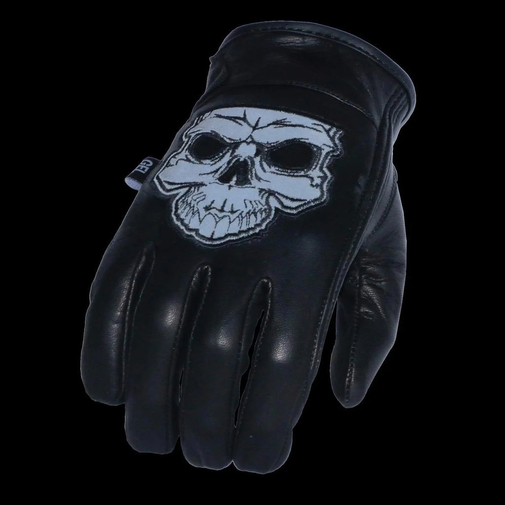 Black Leather Motorcycle Hand Gloves with Gel Padded Palm 2X-Large V22484