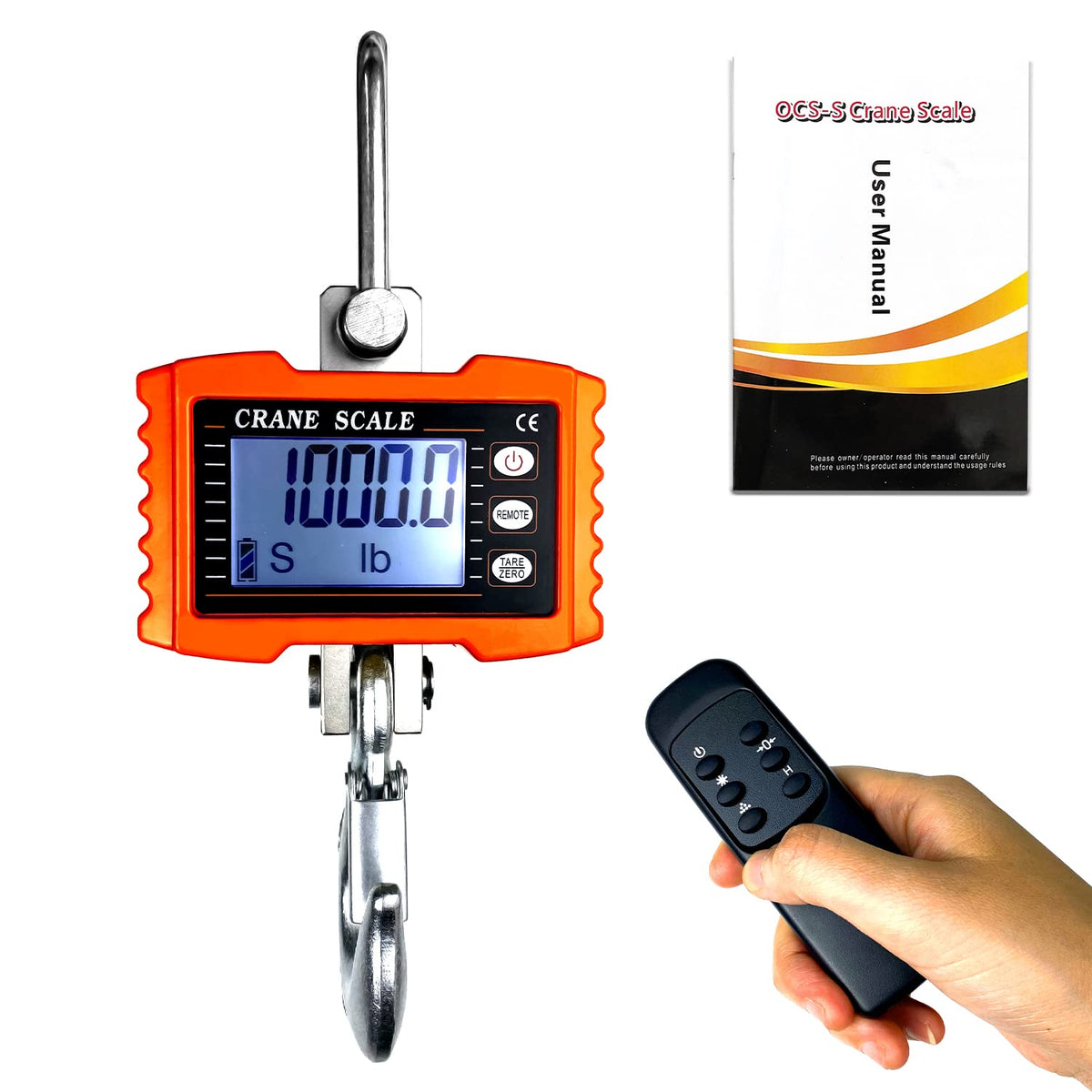 Digital Crane Scale with Remote Control Orange (1000LB-Yellow) Pack of 2 S582