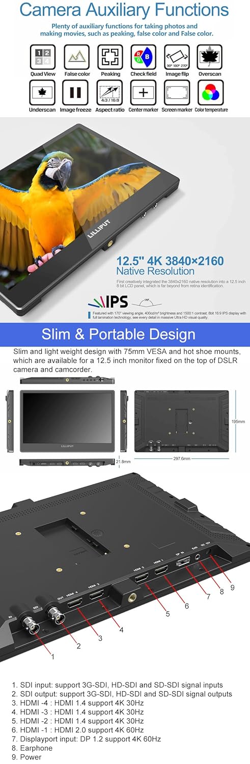 12.5 inch IPS 4K Camera Field Monitor Y3117