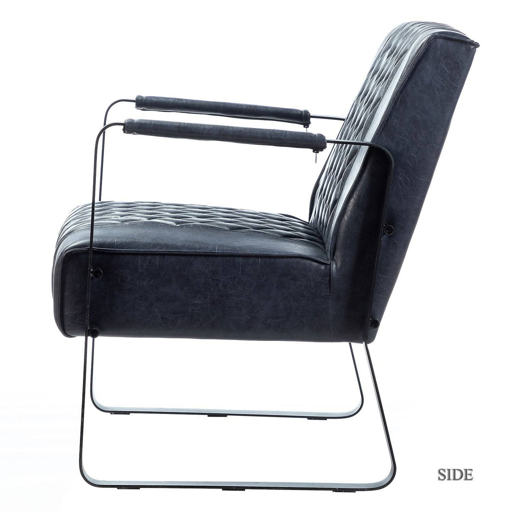 Blue PU Tufted Back Chair U202669