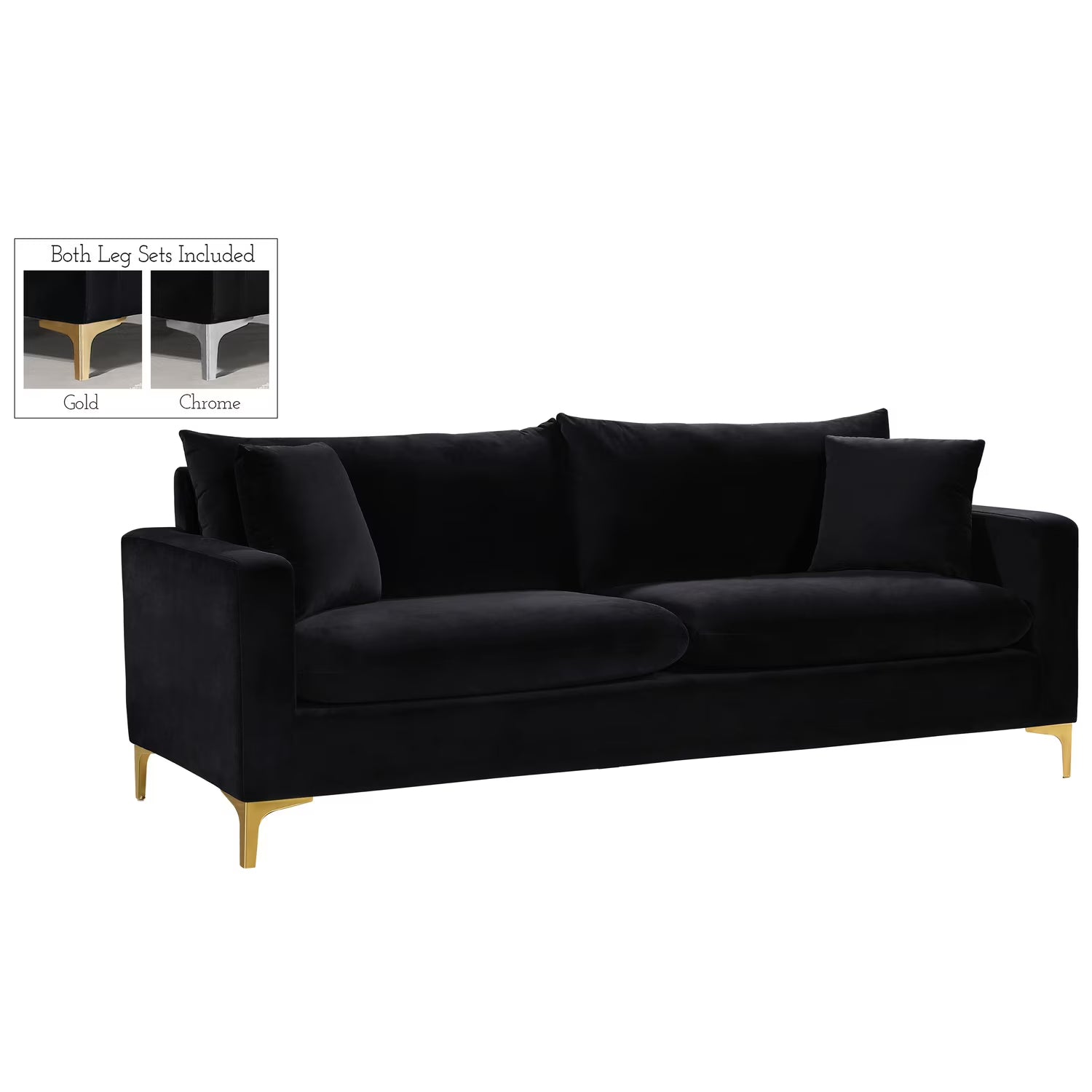 Black Velvet Sofa L301873