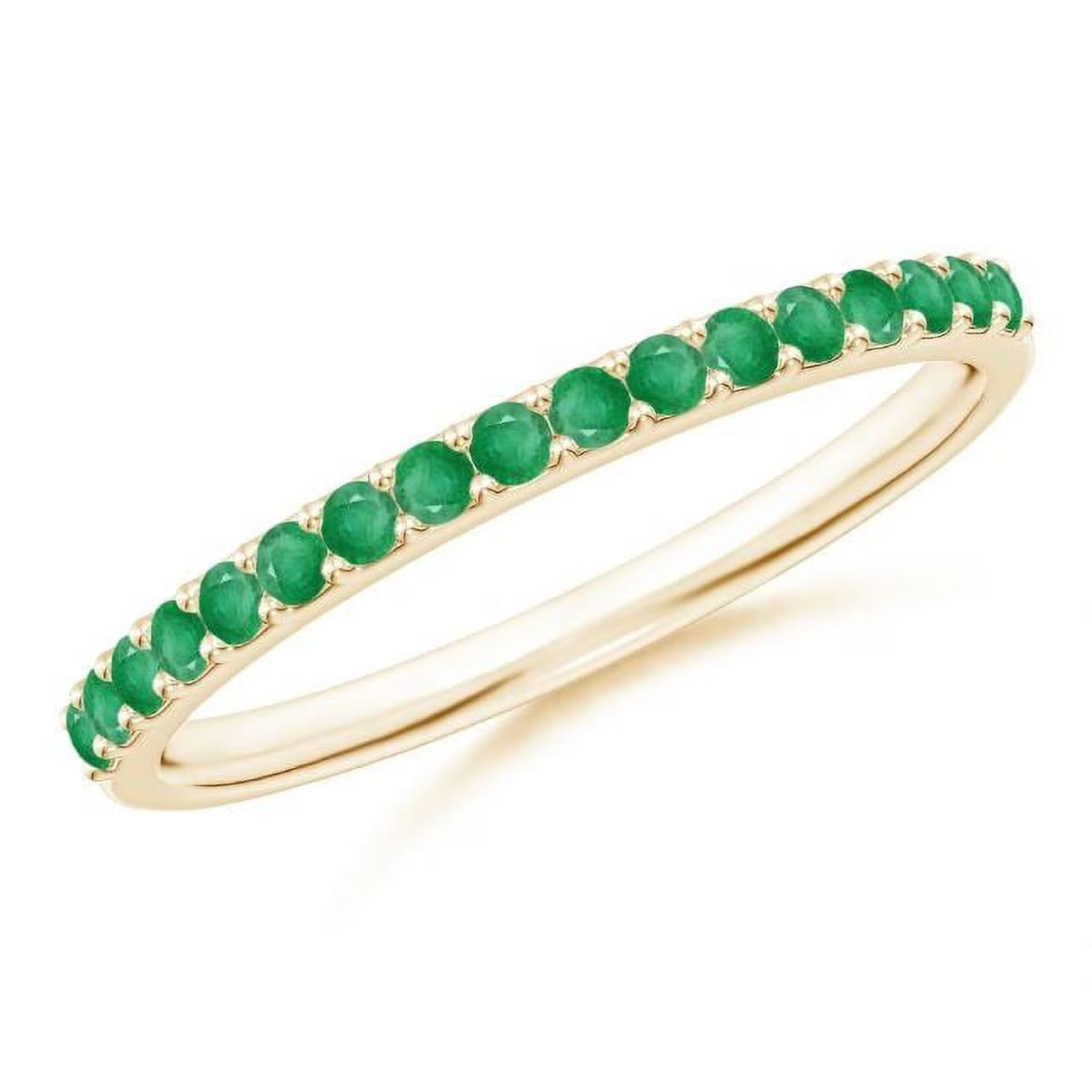 Green Emerald Eternity Band Ring 925 Sterling Silver Yellow Gold Plated C129