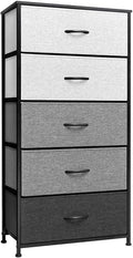 5 Drawers Gray Fabric Dresser with Steel Frame D175