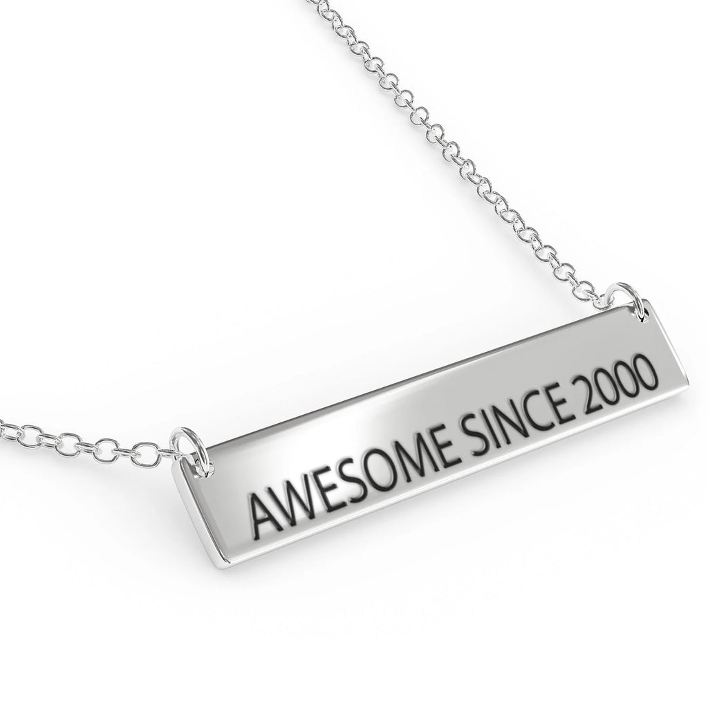 Sterling Silver Bar Pendant Necklace D607