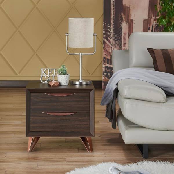 Wenge 2-Drawer Nightstand L695