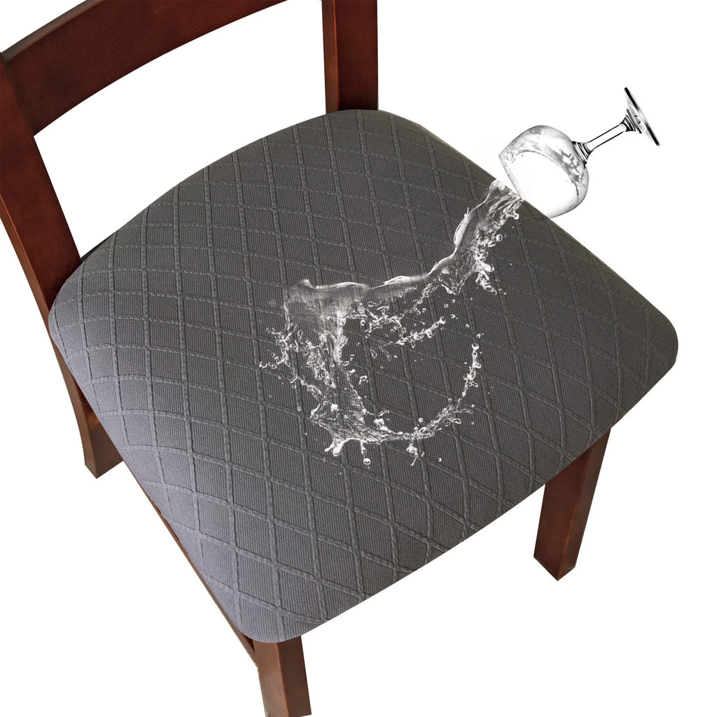 Dark Grey Jacquard Removable Dining Chair Cover Set of 4 X127