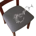 Dark Grey Jacquard Removable Dining Chair Cover Set of 4 X127