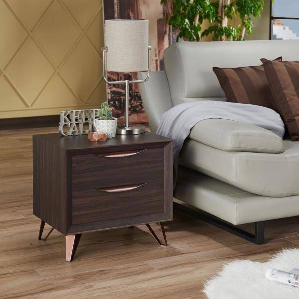 Wenge 2-Drawer Nightstand L695