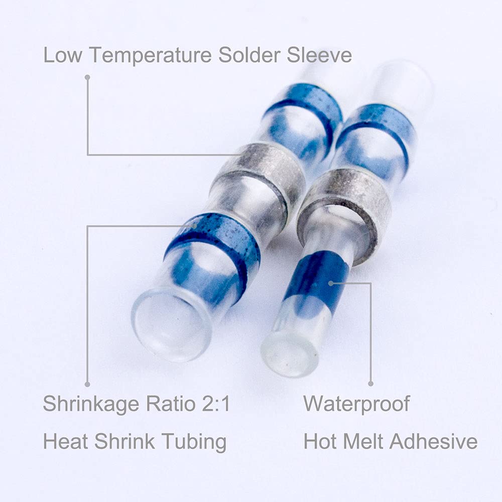 300 pcs Solder Seal Wire Connectors Kit, 26-10 AWG, Heat Shrink Butt Connectors S44418