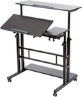 Rustic Brown Mobile Stand Up Desk with Wheels K54773