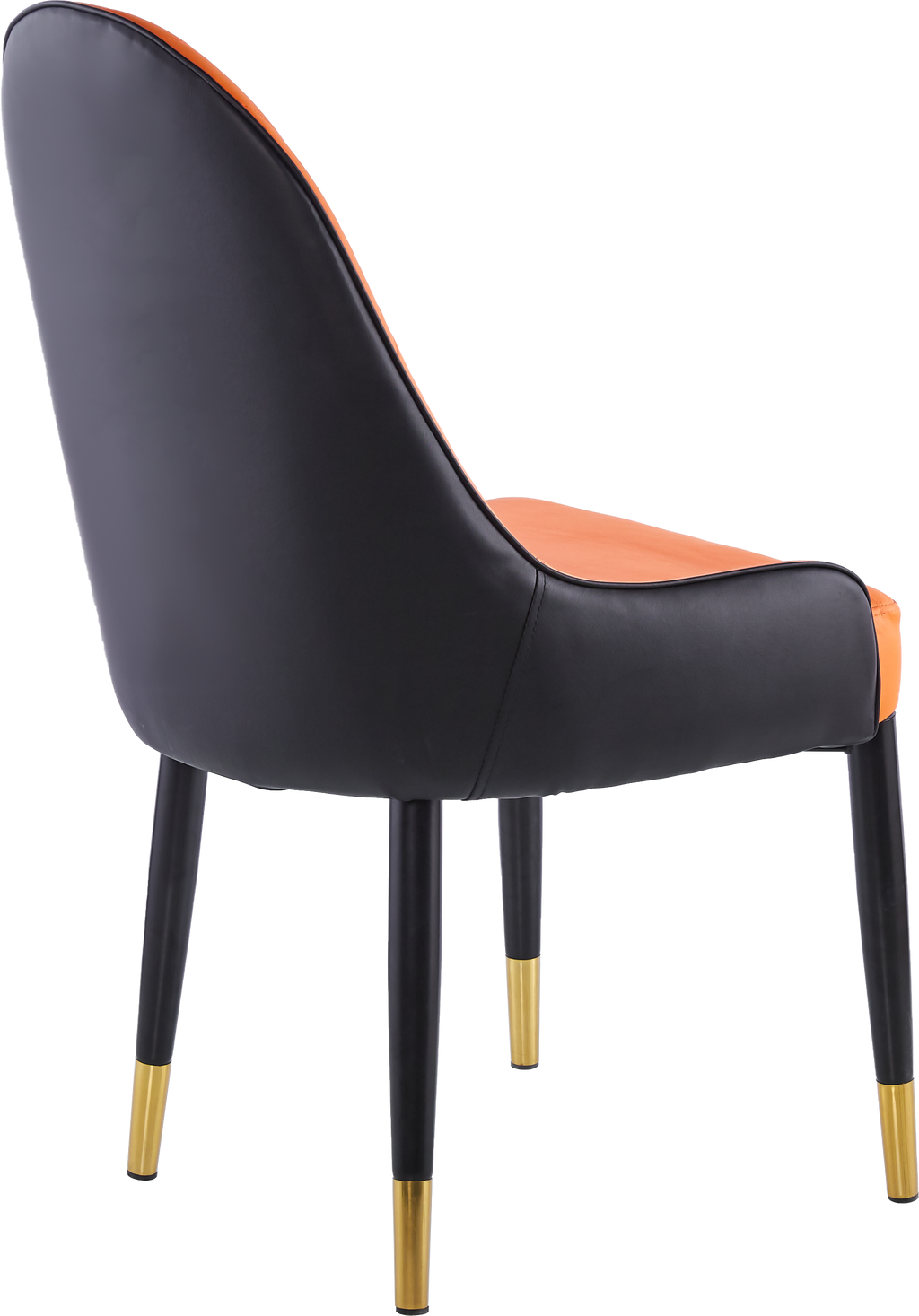 Set of 2 Leather Dining Chairs with Black Plastic Tube Plug-Orange F430