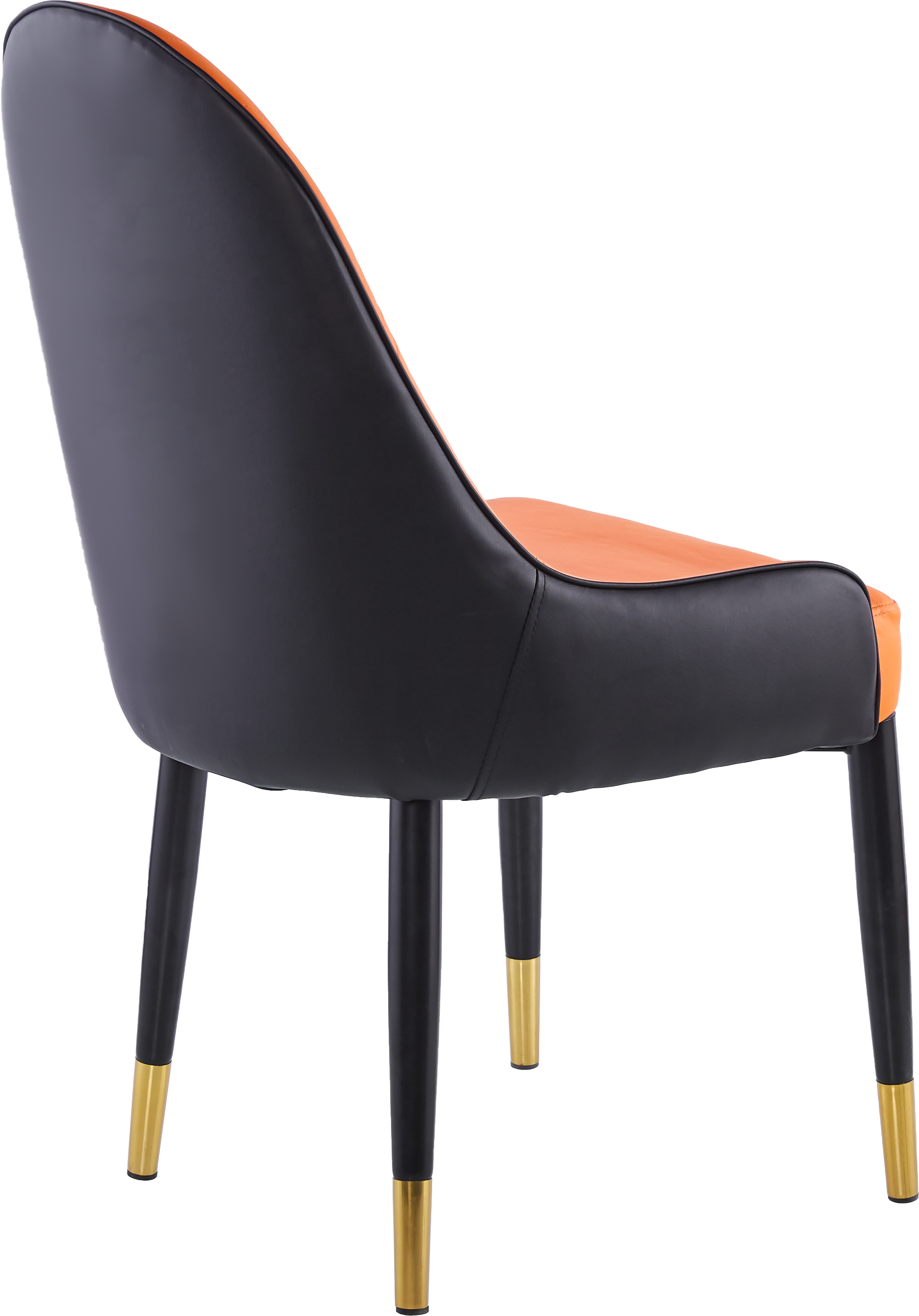 Set of 2 Leather Dining Chairs with Black Plastic Tube Plug-Orange F430