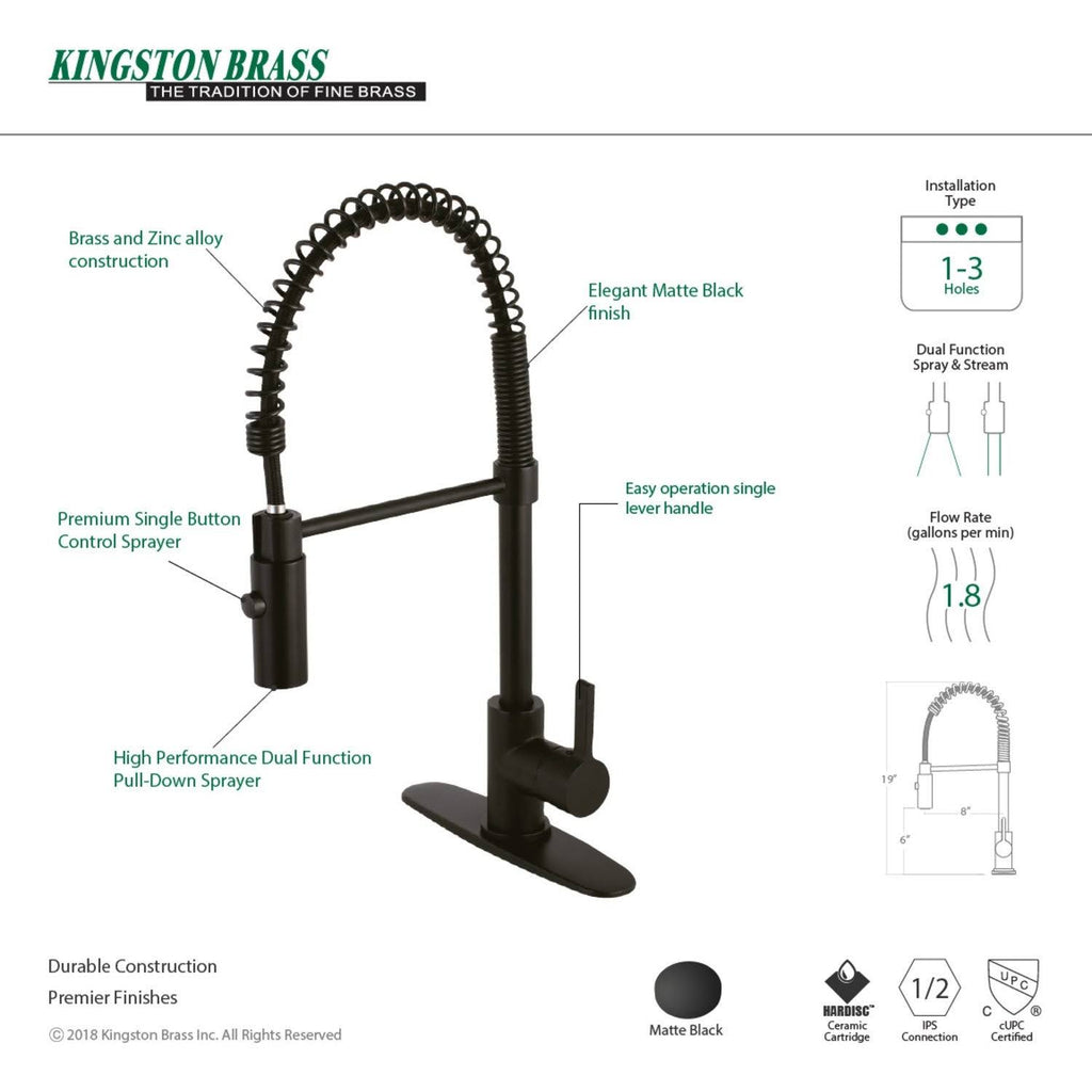Matte Black Single-Handle Pre-Rinse Kitchen Faucet U691570