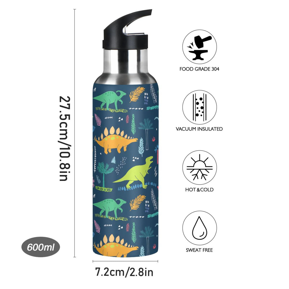Stainless Steel Water Bottle with Straw Lid Vacuum Insulated 20 OZ V60744