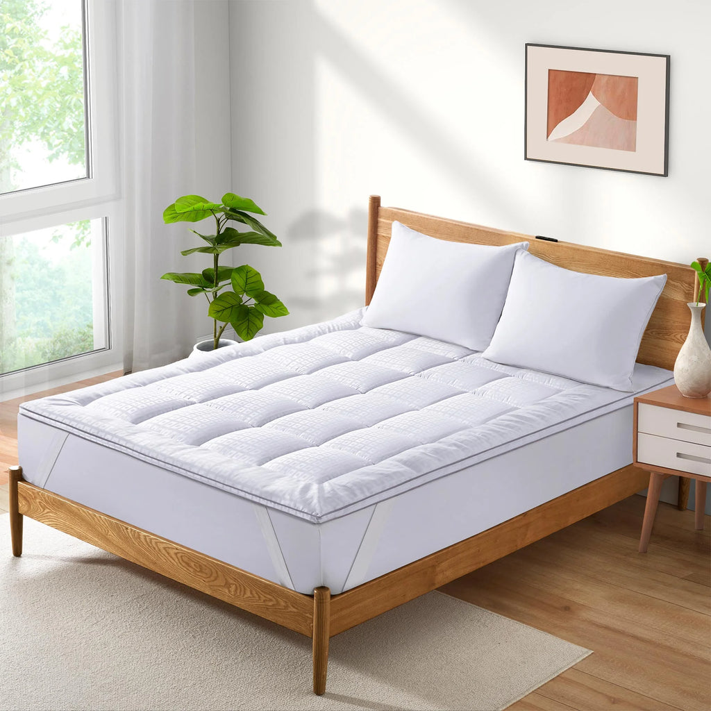 White Queen 2" Grid Quilted Down Alternative Microfiber Mattress Topper G684873