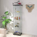 Black Glass Display Cabinet with Door 4 Shelves N577976