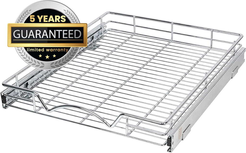 Chrome Finish Wire Frame Pull Out Drawer Cabinet Organizer, Pack of 2 R8991