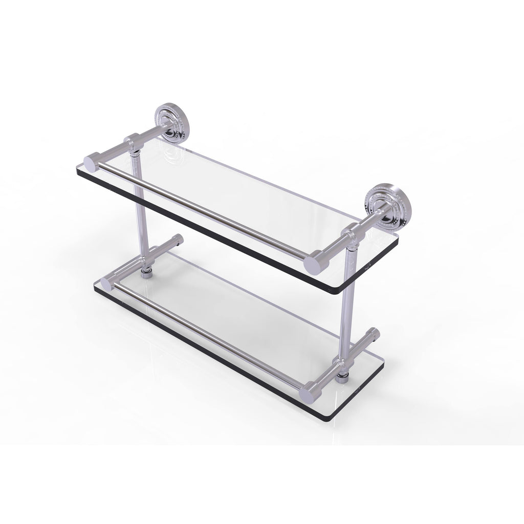 Double Glass Shelf with Gallery Rail - Satin Chrome - 16 inch X5380