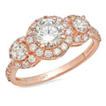18K Rose Gold Three-Stone Diamond Engagement Ring size 3.5 R359