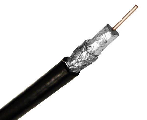 18 AWG 100% Al Foil 60% Al Braid CMR Black Coaxial Cable V689
