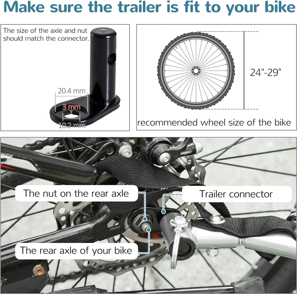 White Dog Bike Trailer Pet Stroller With Canopy And Storage Pockets B154542