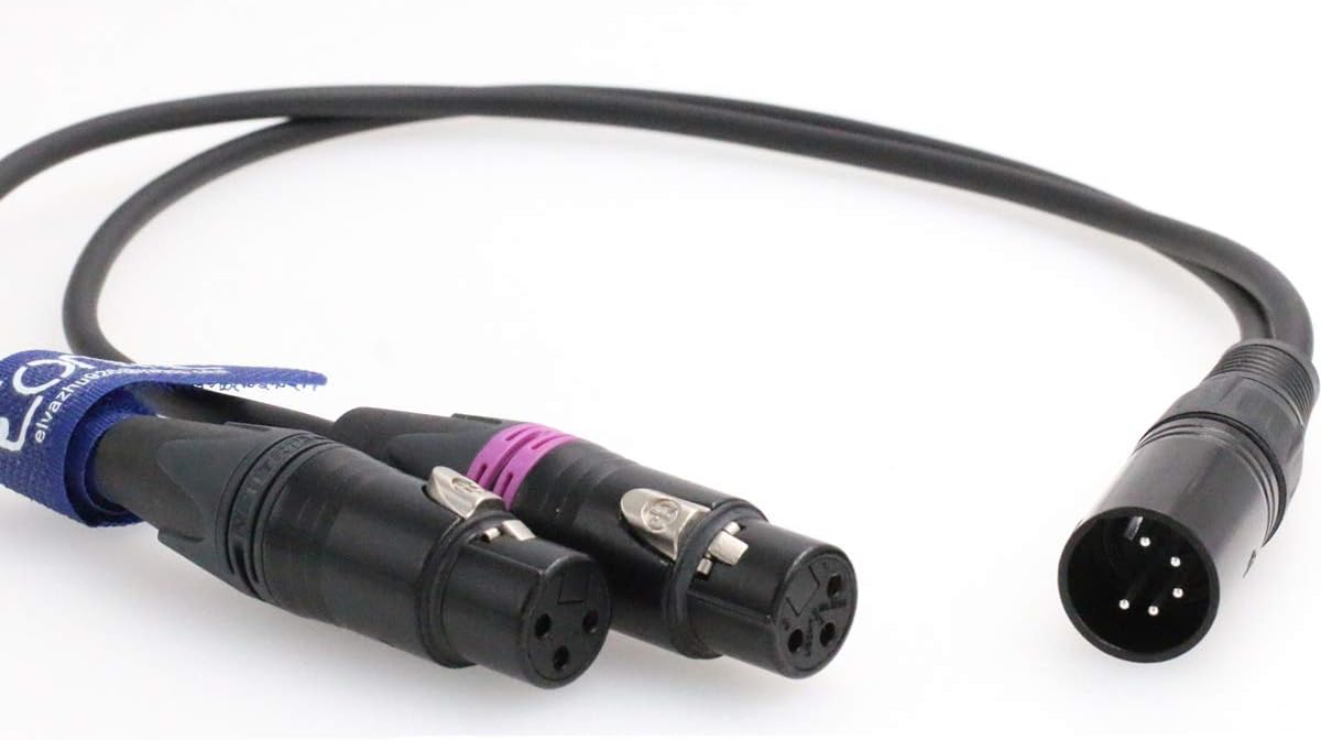 5-pin to 3-pin XLR Arri Camera Dual Channel Audio Signal Cable A84729