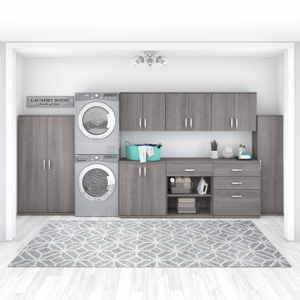 Storm Gray Tall Narrow Storage Cabinet with Door and Shelves T224