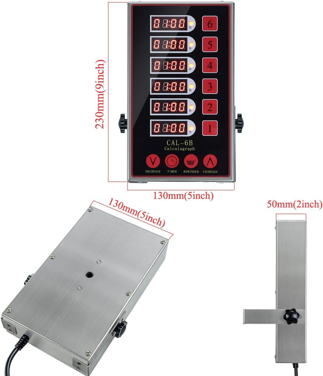 6 Channels Timer Cooking Timers Loud Alarm Clear LED Display Stainless Steel Calculagraph N938
