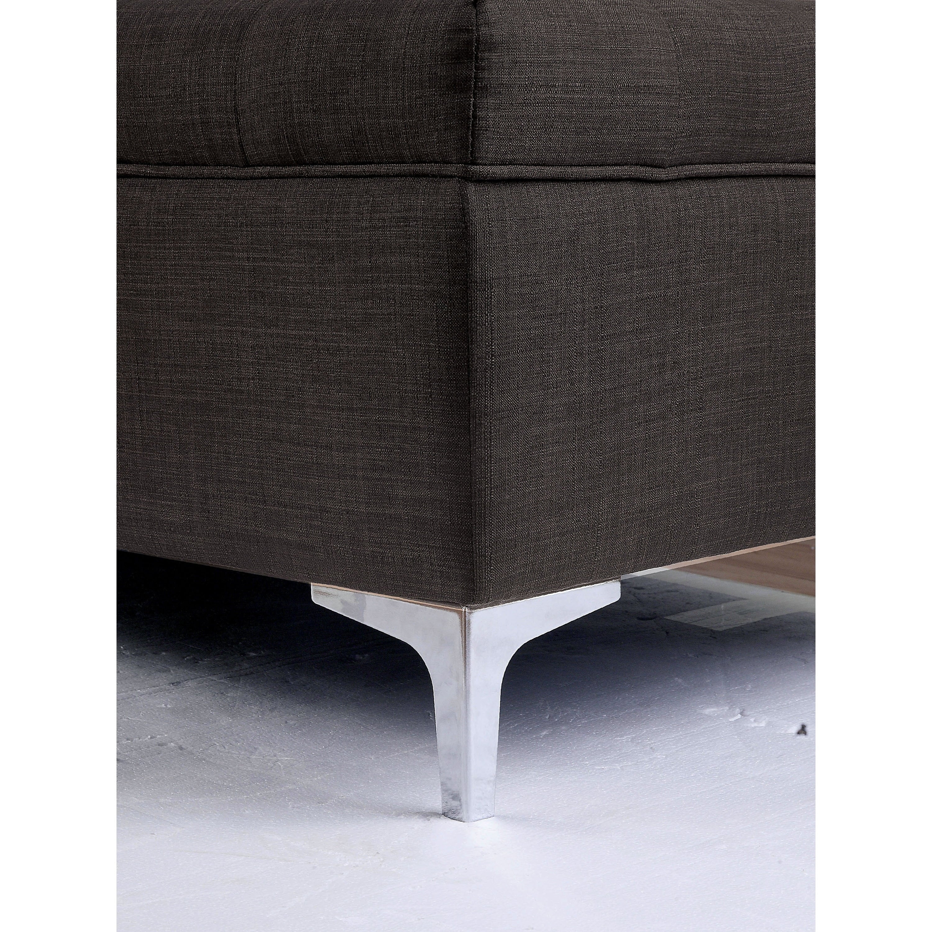 Grey Fabric Upholstered Button Tufted Chaise T26920
