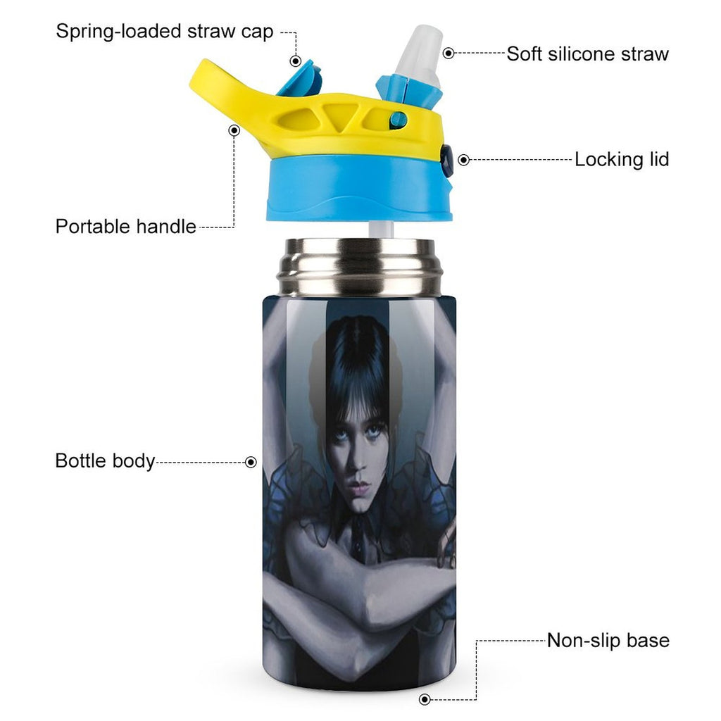 Stainless Steel Water Bottle with Straw G37441