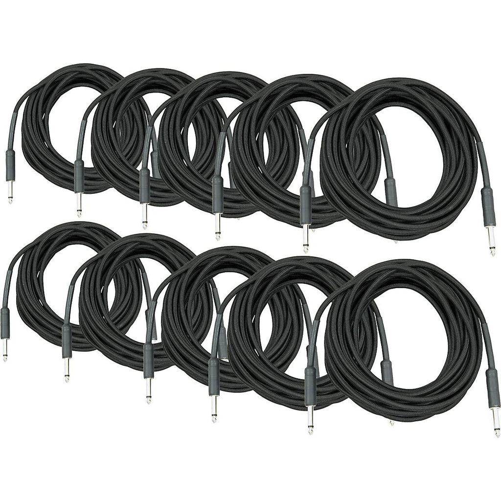 Braided Instrument Cable 1/4" 22 Black 30 ft. 10-Pack G3019