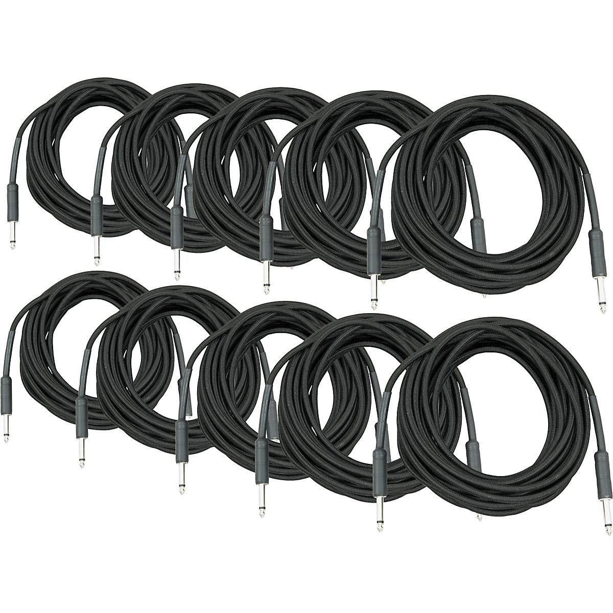 Braided Instrument Cable 1/4" 22 Black 30 ft. 10-Pack G3019