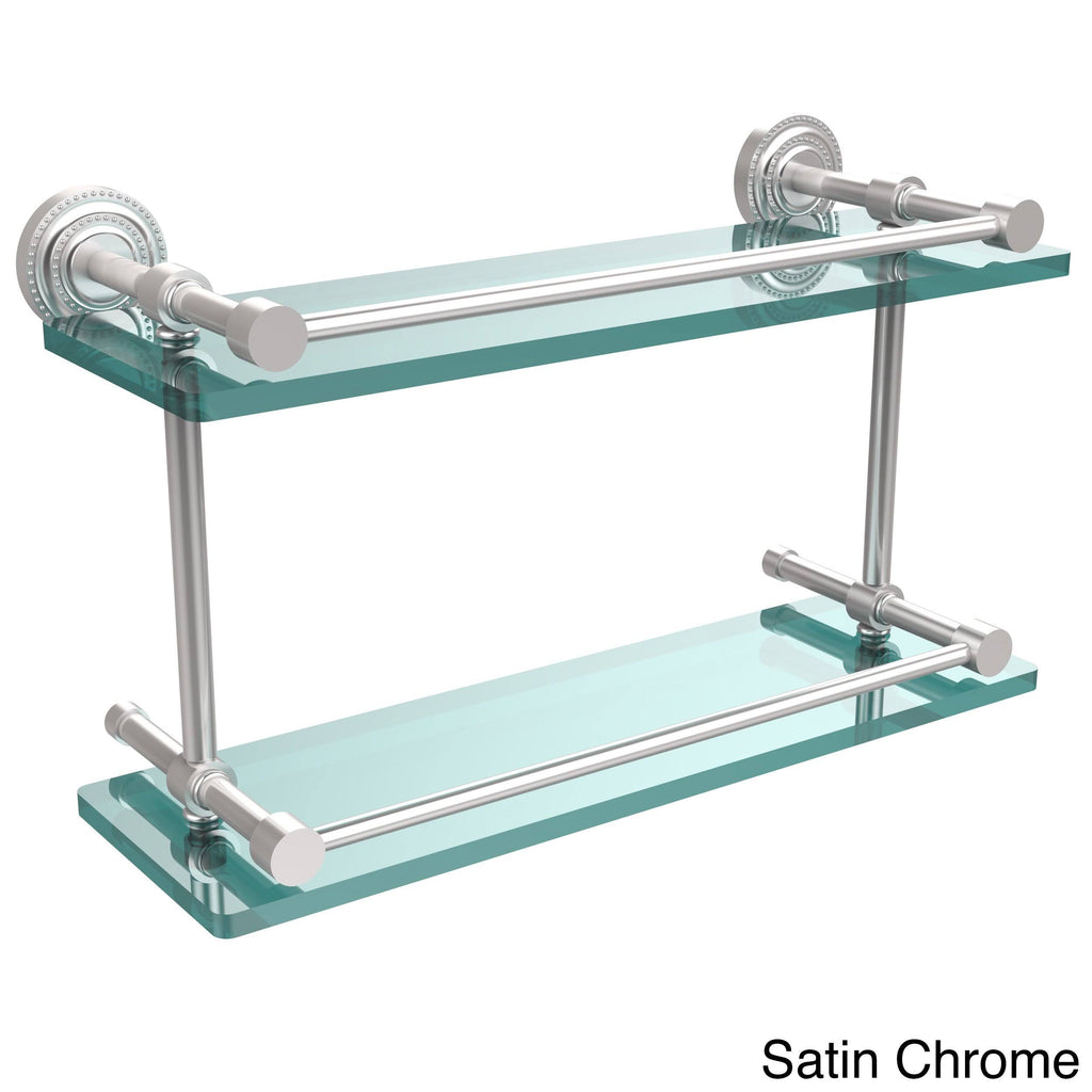 Double Glass Shelf with Gallery Rail - Satin Chrome - 16 inch X5380