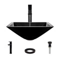 16-1/2x22 Glass Vessel Bathroom Sink with Vessel Faucet Noir Dark K574558