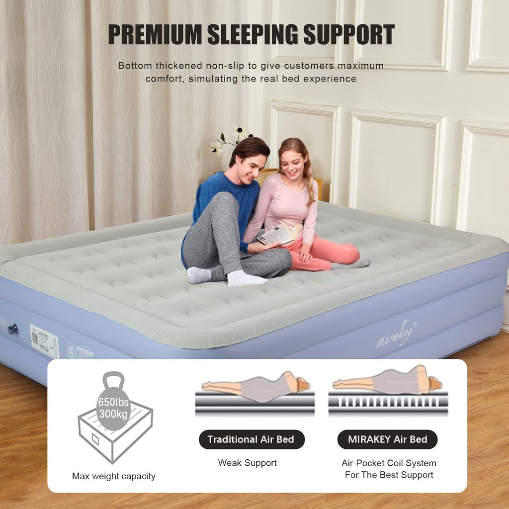 Light Blue Twin Air Mattress with Built in Pump V487