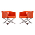 Black Polished Chrome Faux Leather Lounge Chair (Set of 2) E4943