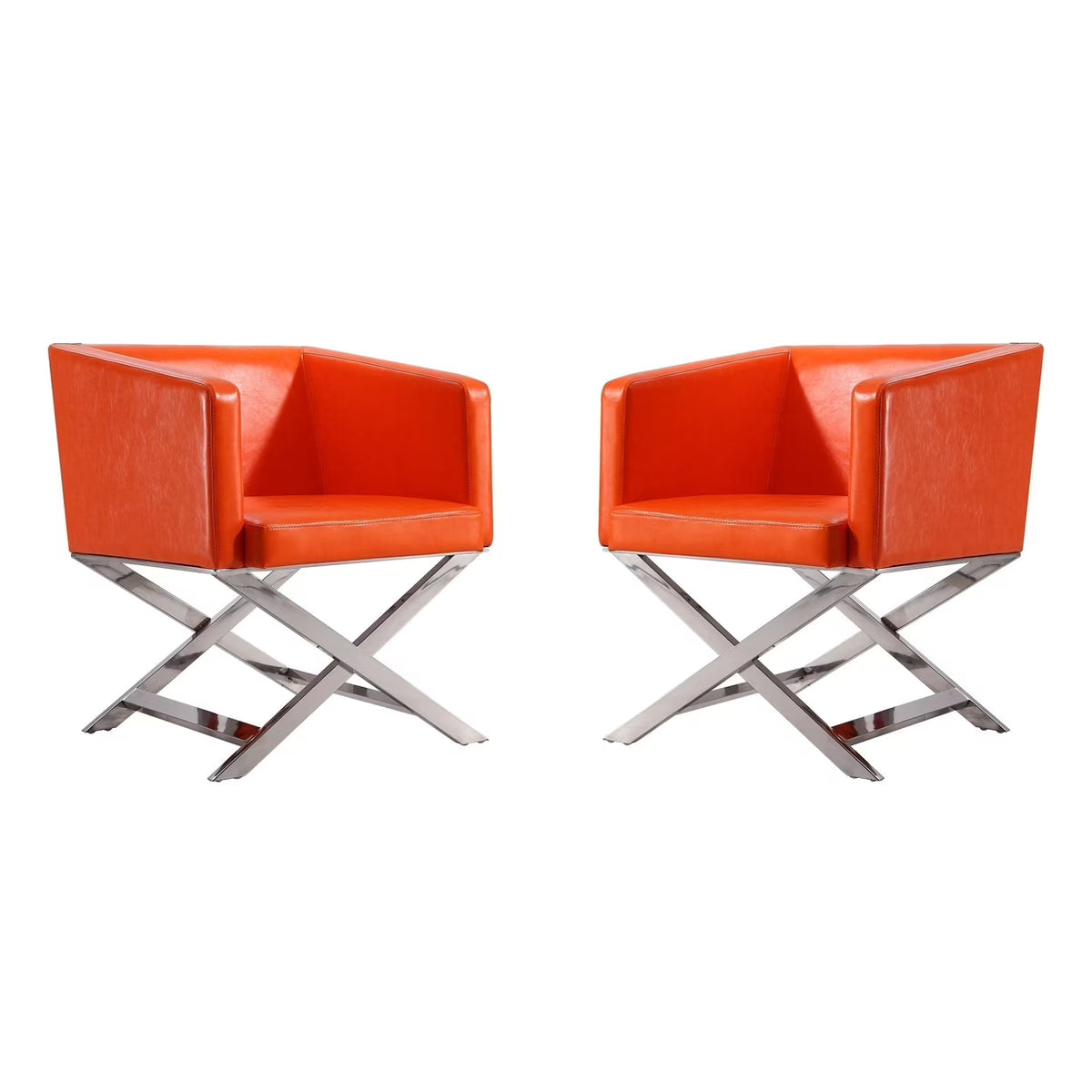 Black Polished Chrome Faux Leather Lounge Chair (Set of 2) E4943