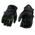Black Leather Motorcycle Hand Gloves with Gel Padded Palm 2X-Large V22484