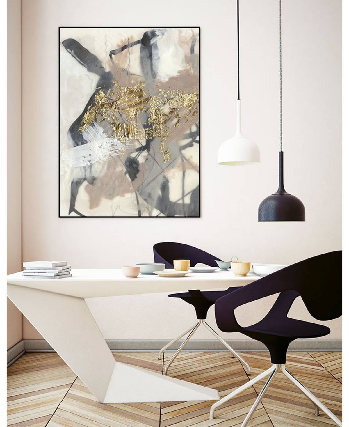 Golden Blush Framed Canvas Art K885