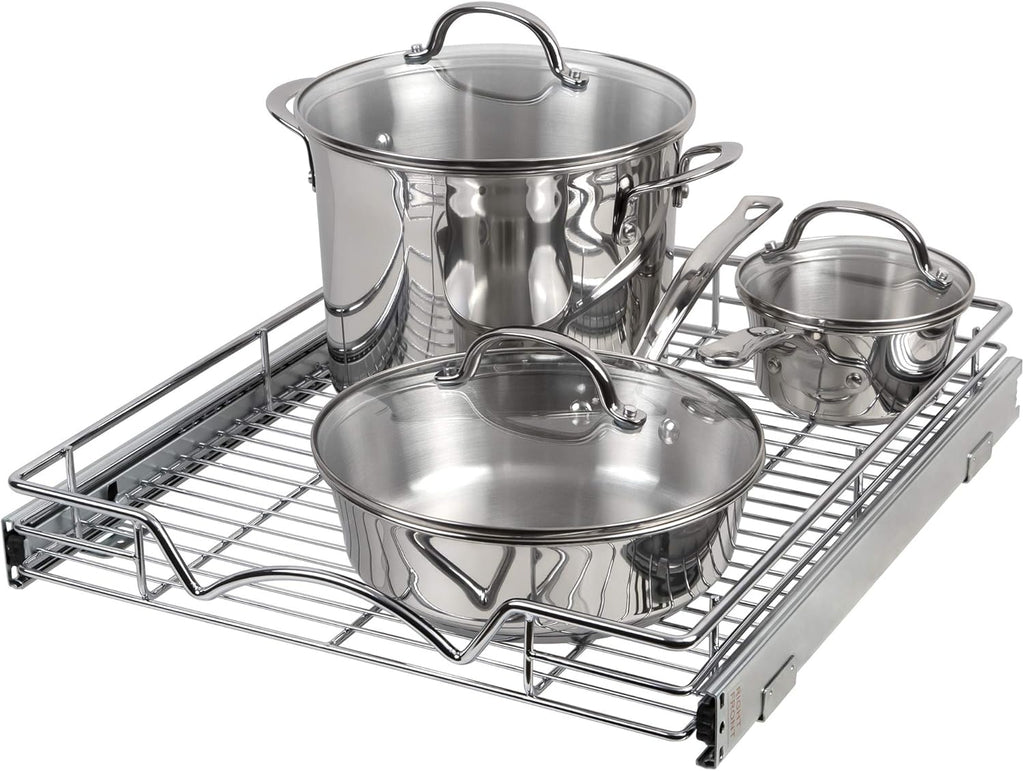 Chrome Finish Wire Frame Pull Out Drawer Cabinet Organizer, Pack of 2 R8991