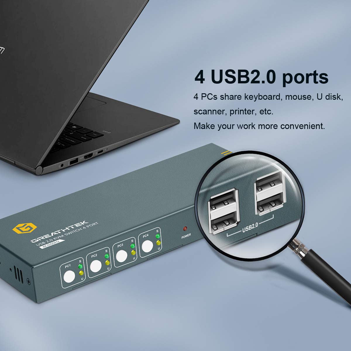 KVM Switch HDMI 4 Port 4K@60Hz 4USB 2.0 F603688