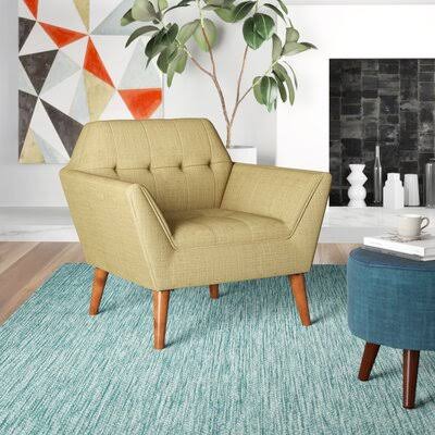 Pale Green Tufted Polyester Armchair T6396
